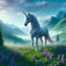 Generative AI white unicorn in the meadow