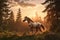 Generative AI a wild horse running on a meadow in the