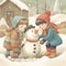 Generative AI Winter children scene - kids-