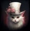 Generative AI: withe Cat wearing top hat