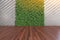 Generic 3D illustration of vertical garden and concrete wall with  modern wooden floor