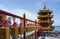 Generic Chinese layer pagoda with golden bell forground