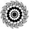 Generic circular motiff, mandala. Abstract grayscale geometric e