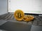 Generic crypto currency coins standing on laptop computer keyboard. 3D illustration