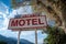 Generic motel sign with vacancy in California on a sunny day