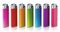 Generic multi colored lighters isolated on white background. 3D illustration