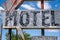 Generic, old abandoned neon sign for a motel along Route 66 in Oklahoma