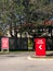 Generic red and white car wash entrance signs