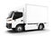 Generic white industrial transport truck on an white background.Room for text or copy space.