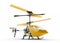 Generic yellow remote controlled helicopter on white ba