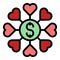 Generosity money flower icon vector flat