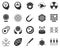 Genes, syringe. Bioengineering glyph icons set. Biotechnology for health, researching, materials creating. Molecular biology,