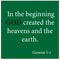 Genesis 1:1 - In the beginning God created the heavens and the earth on green background vector on white background for Christian
