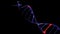 Genetic data string concept of a blue double helix DNA molecule, seamless 3D animation loop