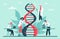 Genetic DNA research. Lab genome and DNA code science researches, scientist professor CRISPR CAS9 gene edits vector