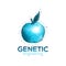 Genetic engineering logo template with blue apple symbol