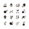 Genetic modification biotechnology and dna research vector micro icons