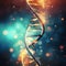 Genetic Radiance: Human DNA Strand Gleams Against Bokeh Backdrop