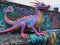 Genetically engineered dragon on graffiti wall