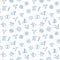 Genetics blue vector seamless pattern in thin line style