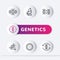 genetics line icons, genetic research, dna test