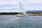 The Geneva Fountain Perfectly Timed with a Ships Funnel (Chimney)