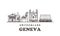 Geneva sketch skyline. Geneva, Switzerland hand drawn vector illustration