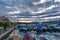 Geneva, Switzerland 8 September 2023: Moored and covered boats at marina at Lake Geneva on a sunny winter day at Swiss City of