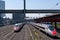 Geneva, Switzerland - April 14, 2019: A modern speedy train at Geneve railway station