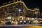 Geneva, Switzerland - August 30 2023: View of the 5 Star Beau Rivage Hotel in Geneva city, Switzerland illuminated at night