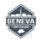 Geneva Switzerland Travel Stamp Icon Skyline City Design Tourism. Seal Passport Vector.