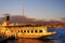 GENEVA, SWITZTERLAND - OCTOBER 27, 2017: Sunset light over Leman Lake, Geneva