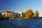 GENEVA, SWITZTERLAND - OCTOBER 27, 2017: Sunset light over Leman Lake, Geneva