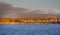 GENEVA, SWITZTERLAND - OCTOBER 27, 2017: Sunset light over Leman Lake, Geneva