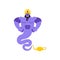 Genie angry Emoji. Magic ghost Aggressive emotion. Arabic magic