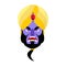 Genie angry Emoji. Magic ghost Aggressive emotion. Arabic magic