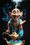 Genie flies out of a magic lamp. Generative AI