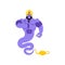 Genie winks Emoji. Magic ghost thumbs up. Arabic magic spirit av