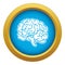 Genius brain icon blue vector isolated