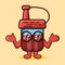 Genius soy sauce bottle mascot isolated cartoon in flat style