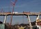 Genoa 8 February 2019: Preparation work for the demolition of the Morandi bridge.