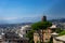 Genoa Cityscape with mountains on background. Italy