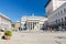 Genoa, Italy, September 11, 2018: Teatro Carlo Felice theatre building and Monumento a Garibaldi