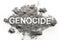 Genocide word written in ash, sand or dust