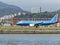 Genova Italy - May 13, 2022: ITA Airways Airbus A320 airplane at Genova airport in Italy