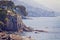 Genova - Nervi - rocky coastline along the sea promenade