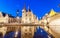 Gent, Belgium. Beautiful medieval night skyline