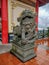 Genting Highlands, Malaysia - January 1st 2019: Guardian Lion statue at Chinese Chin Swee Caves Temple entrance.