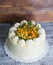 Gentle cream cheese cake with anise and kumquat