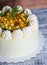 Gentle cream cheese cake with anise and kumquat